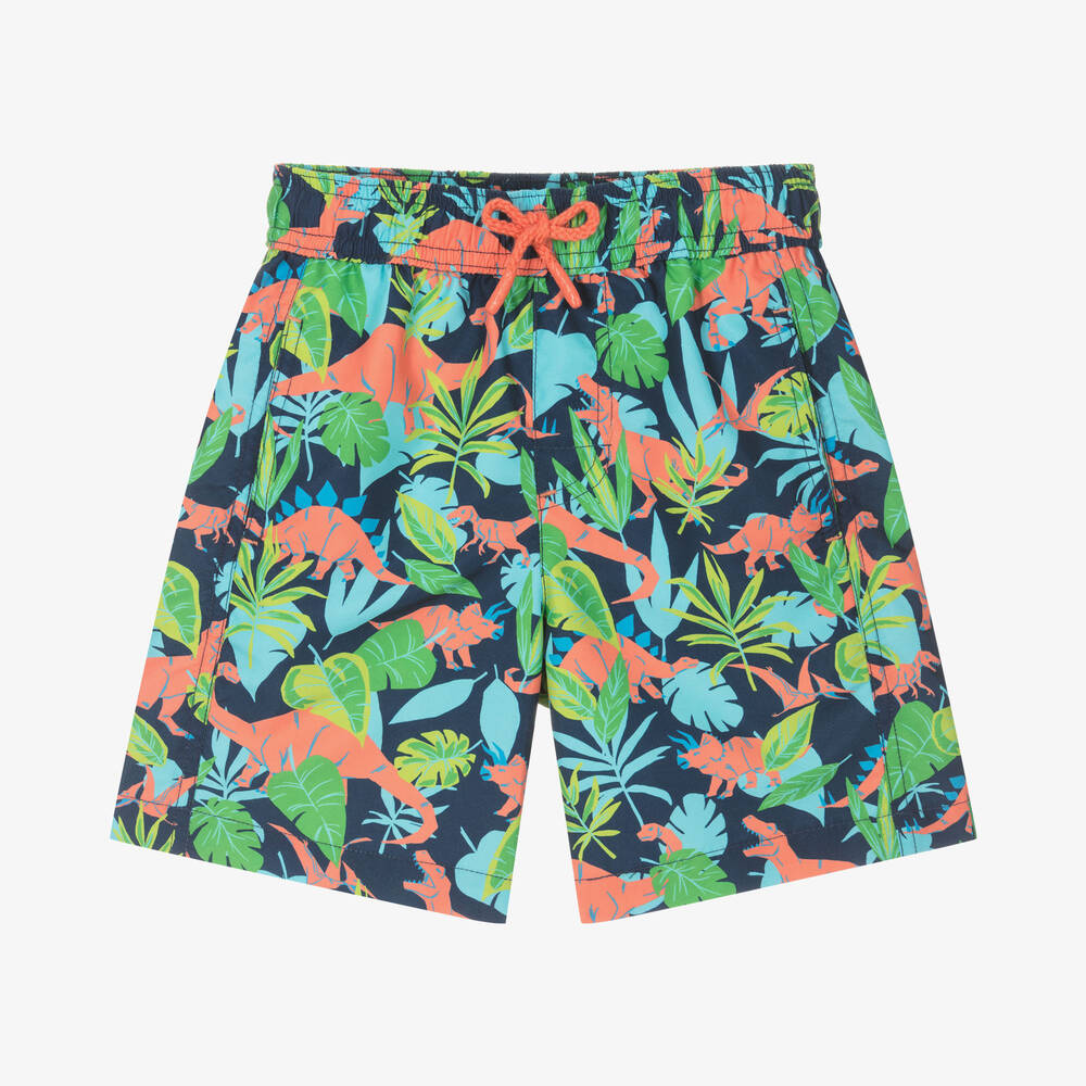Hatley - Boys Blue Dino Jungle Swim Shorts (UPF50+) | Childrensalon