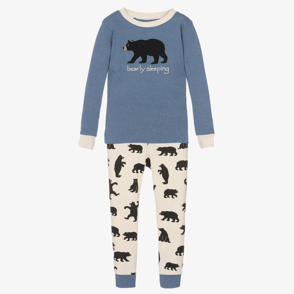Little Blue House by Hatley - Boys Blue & Ivory Cotton Bear Pyjamas | Childrensalon