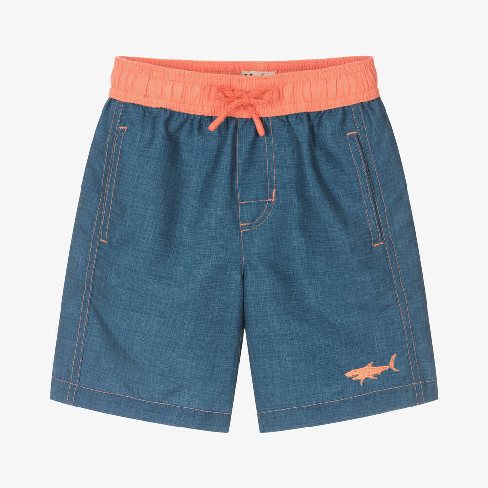 Hatley - Boys Blue & Orange Swim Shorts (UPF50+) | Childrensalon