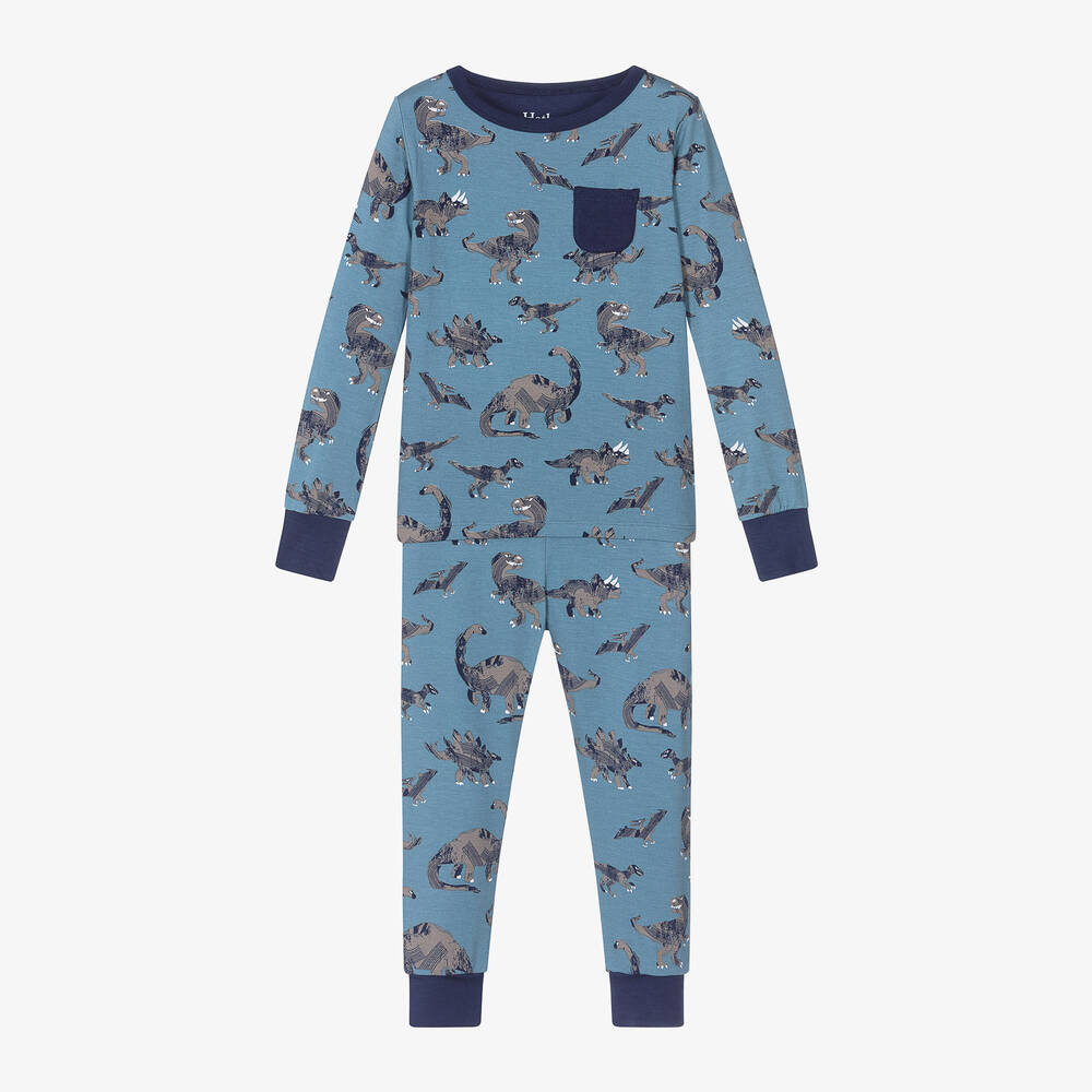 Shop Hatley Boys Blue Viscose Dinosaur Pyjamas