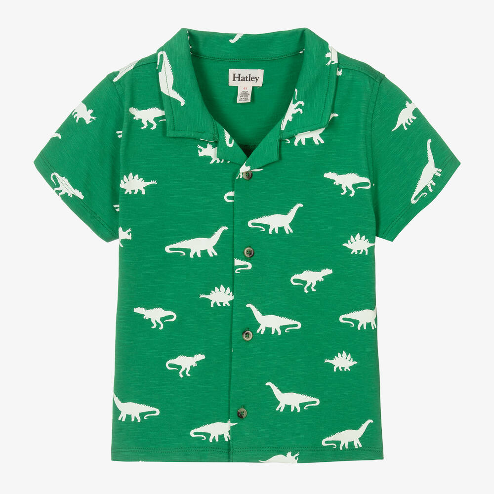 Hatley - Boys Green Cotton Dinosaur Shirt | Childrensalon