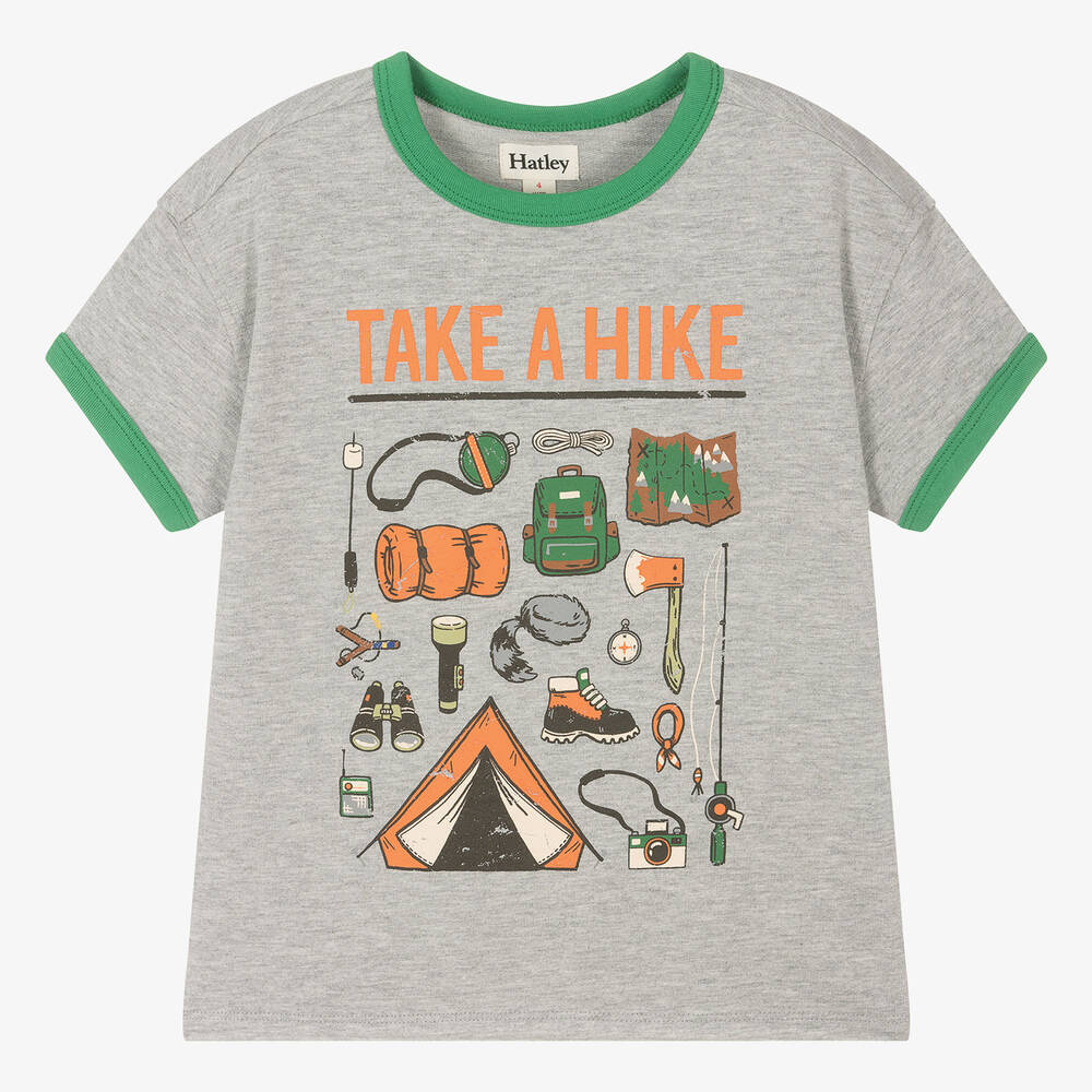 Hatley - Boys Grey Cotton Camping Print T-Shirt | Childrensalon