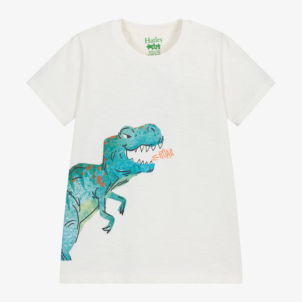 Hatley Babies' Boys Ivory Cotton T-rex T-shirt