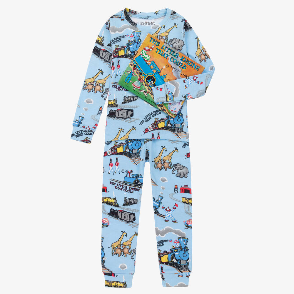 Hatley Books To Bed - Boys Little Engine Pyjamas & Book Gift Set | Childrensalon