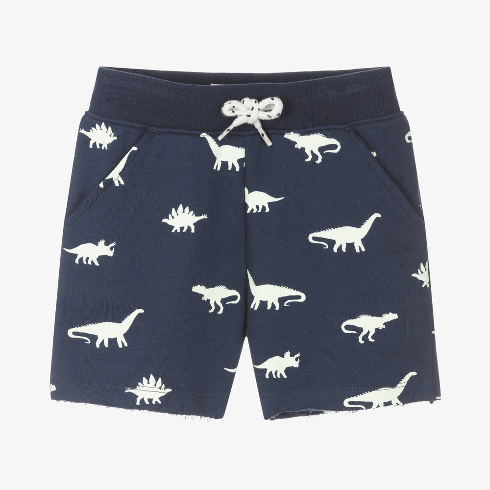 Hatley - Boys Navy Blue Cotton Dino Glow Shorts | Childrensalon