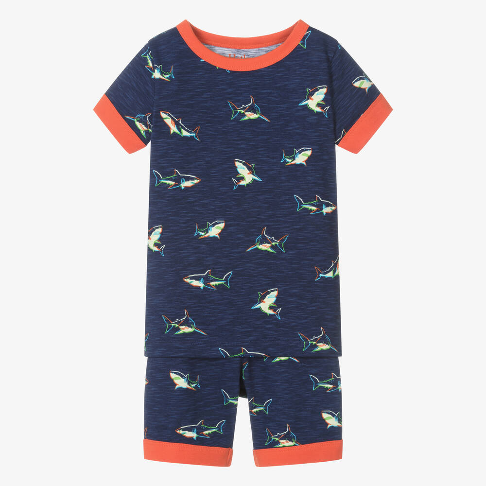 Hatley - Boys Navy Blue Cotton Sharks Pyjamas | Childrensalon