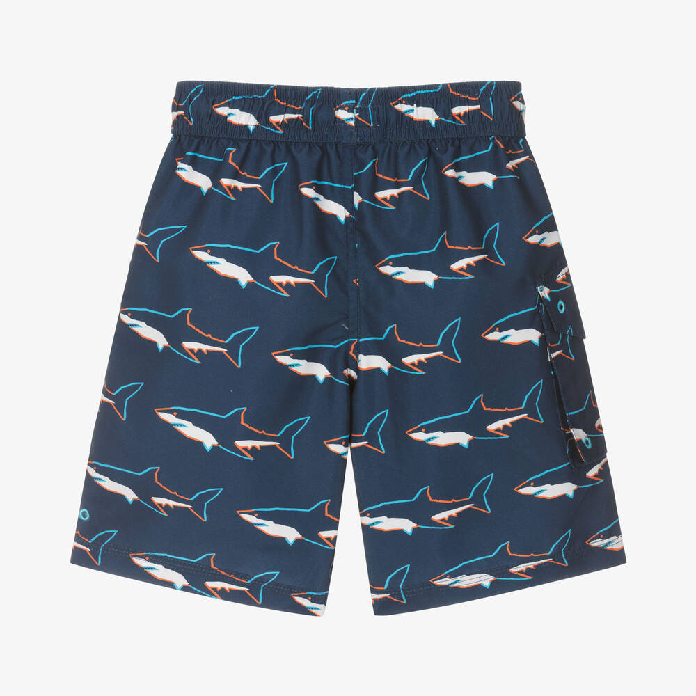 Hatley - Boys Navy Blue Sharks Swim Shorts (UPF50+) | Childrensalon