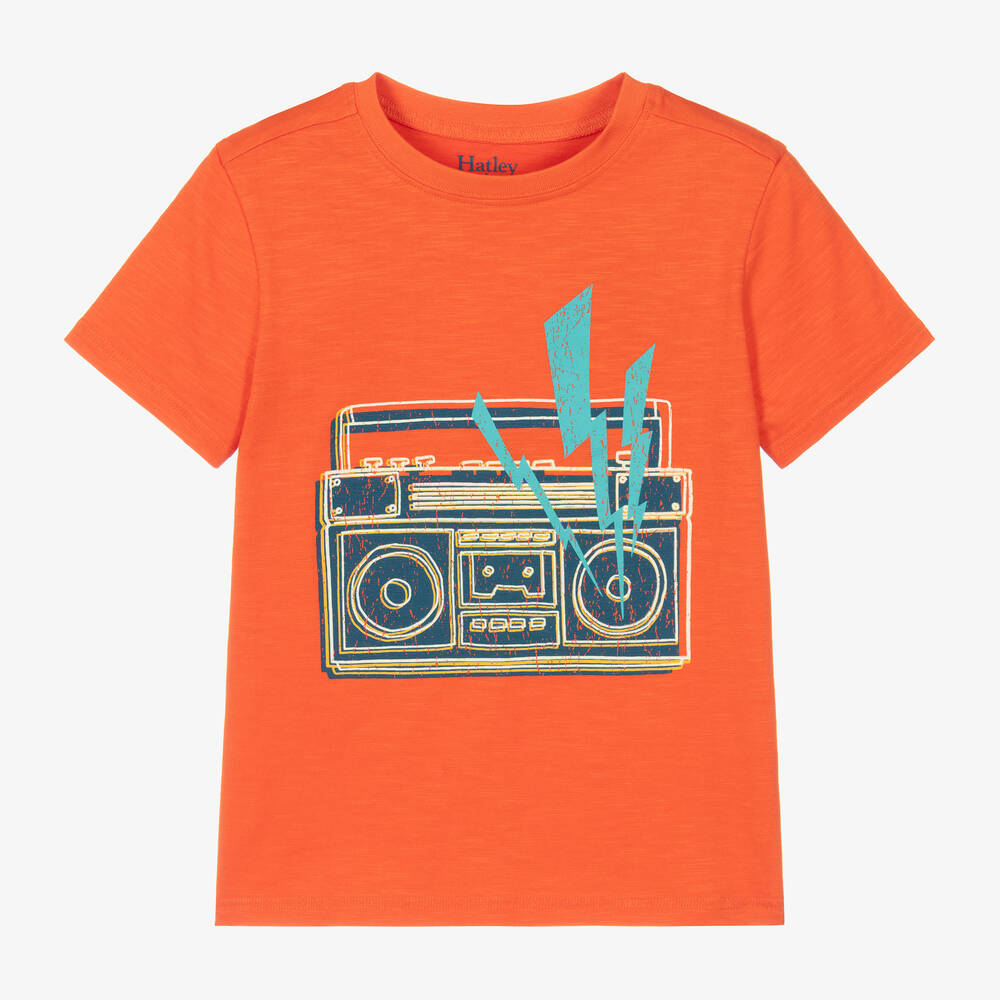 Hatley - Boys Orange Cotton Boombox T-Shirt | Childrensalon