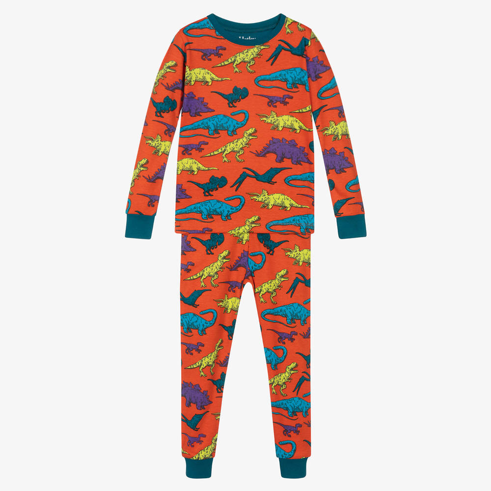 Hatley - Оранжевая хлопковая пижама с динозаврами | Childrensalon