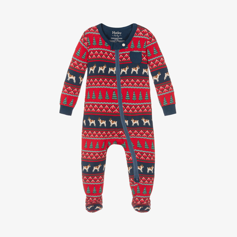 Hatley - Boys Red & Blue Viscose Babygrow | Childrensalon