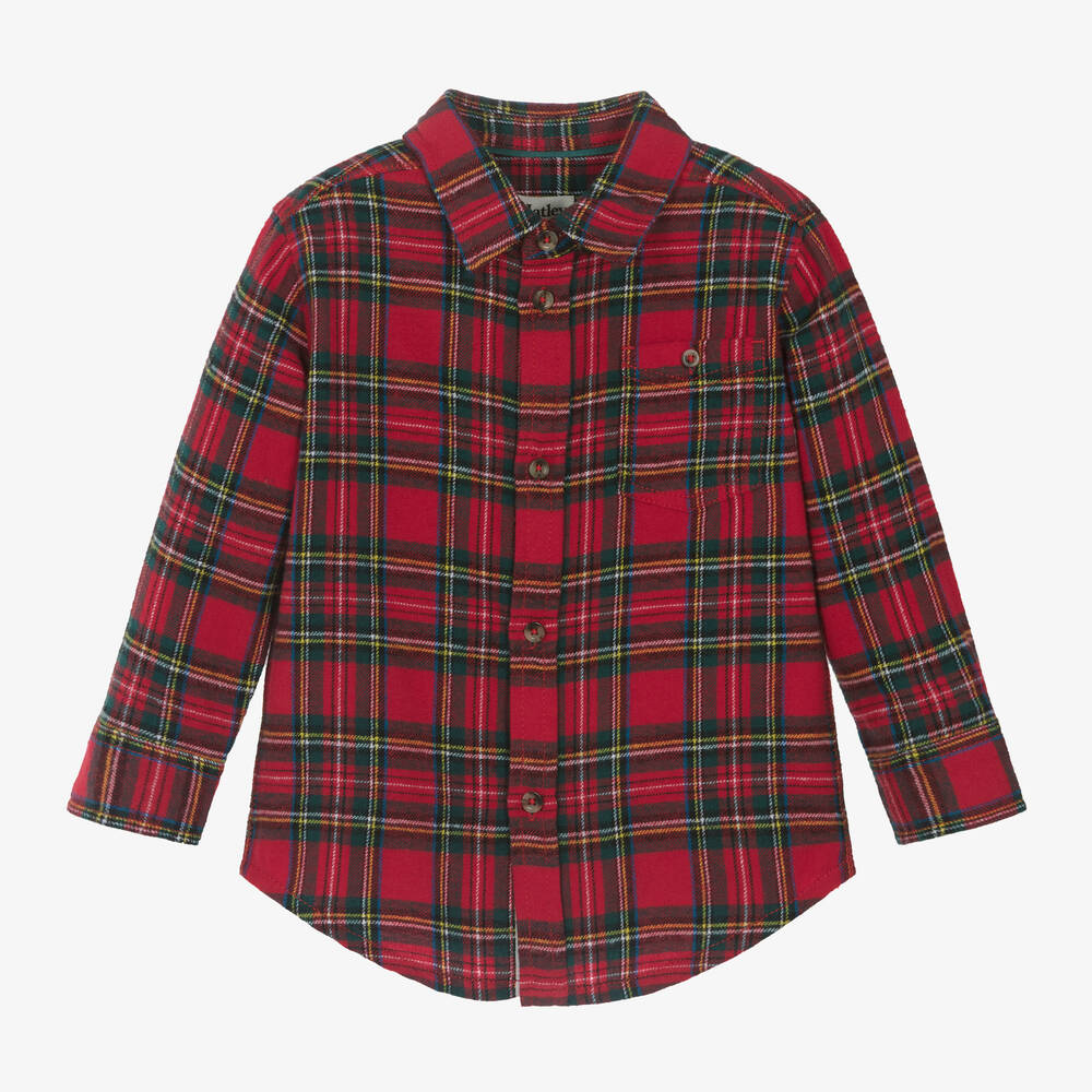 Hatley - Boys Red Tartan Brushed Cotton Shirt | Childrensalon