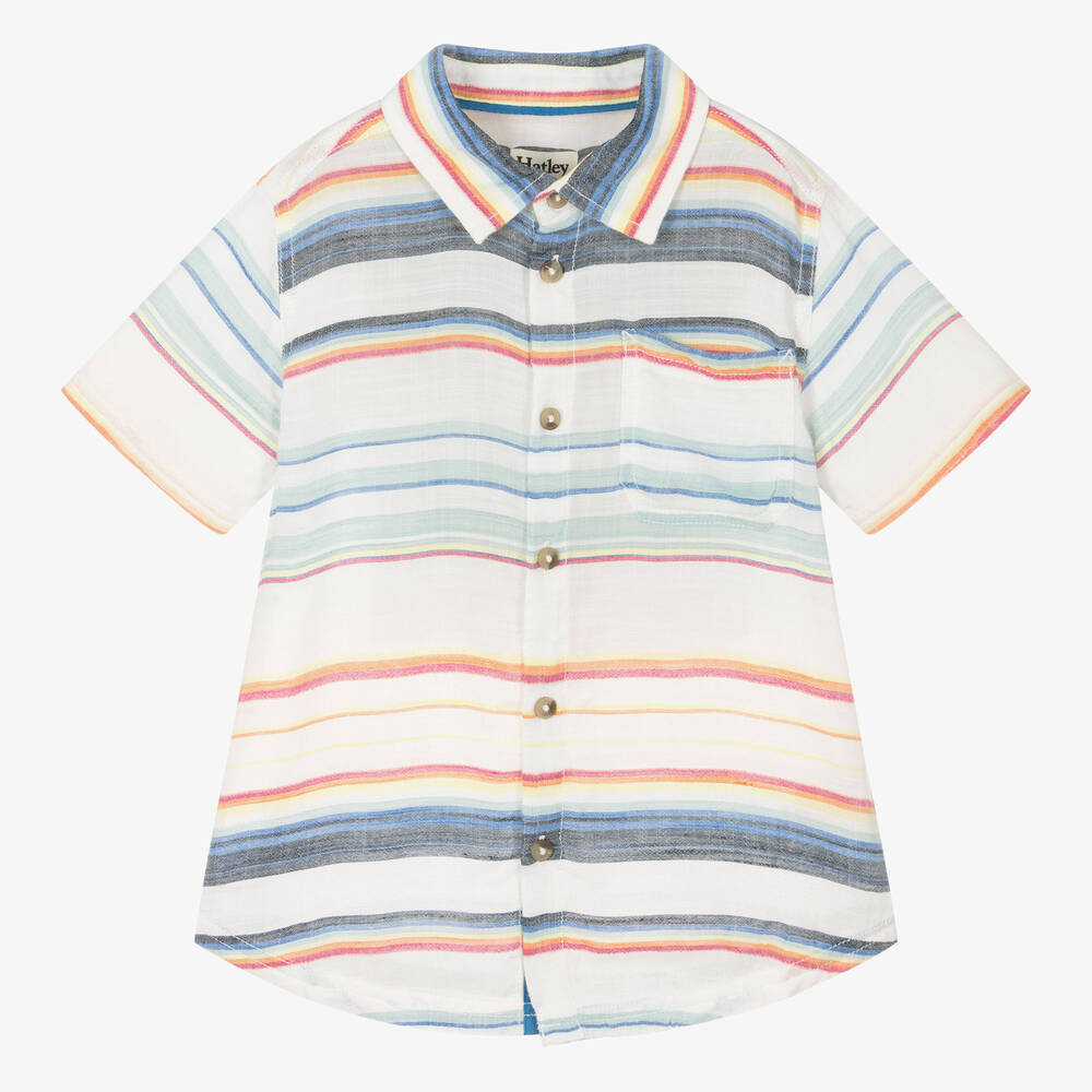 Hatley Kids' Boys White Striped Viscose Shirt