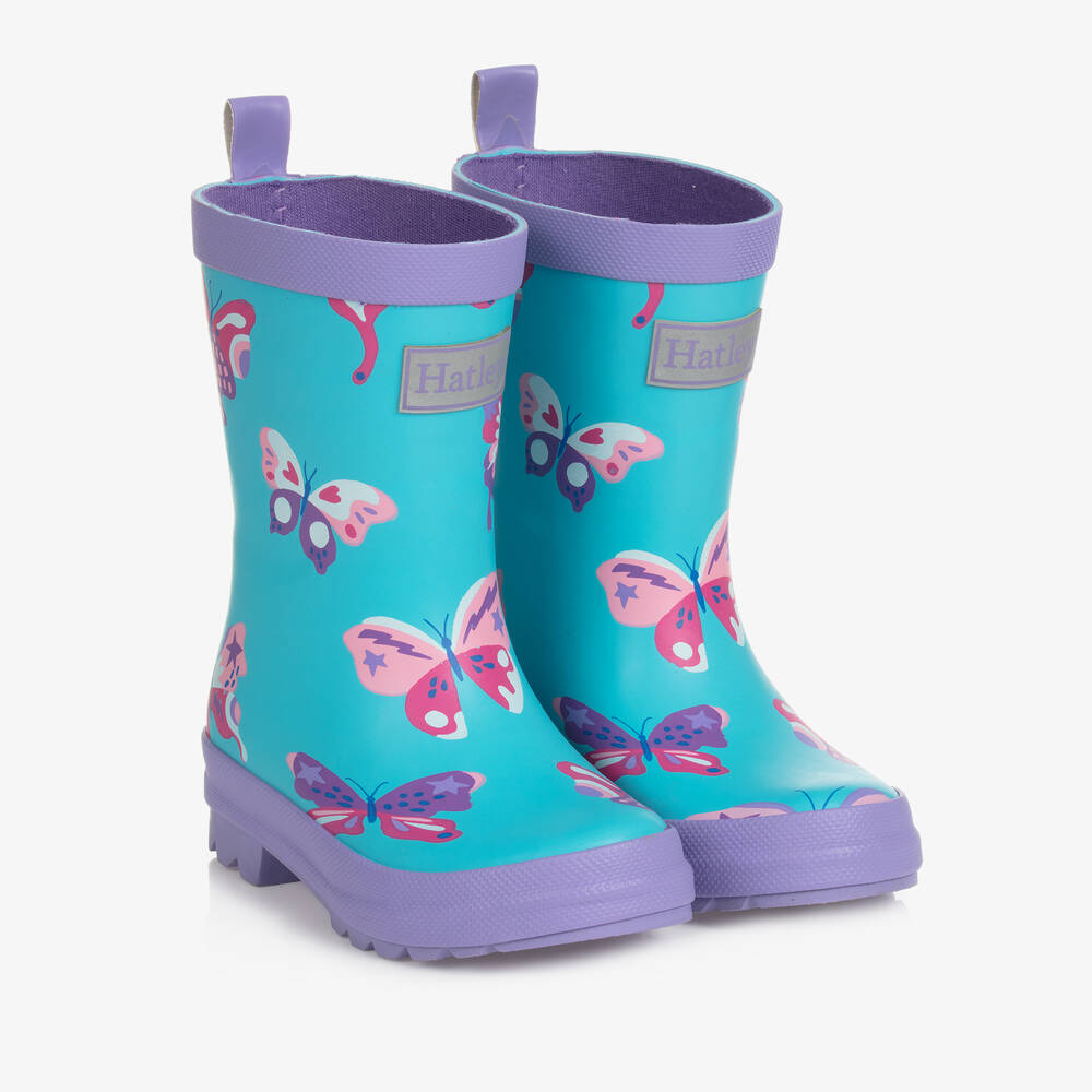 Hatley Kids' Girls Blue Butterfly Rain Boots