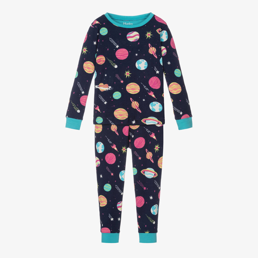 Hatley Kids' Girls Blue Cotton Interstellar Pyjamas