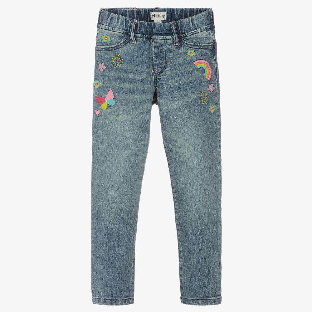 Hatley - Girls Blue Embroidered Jeggings | Childrensalon