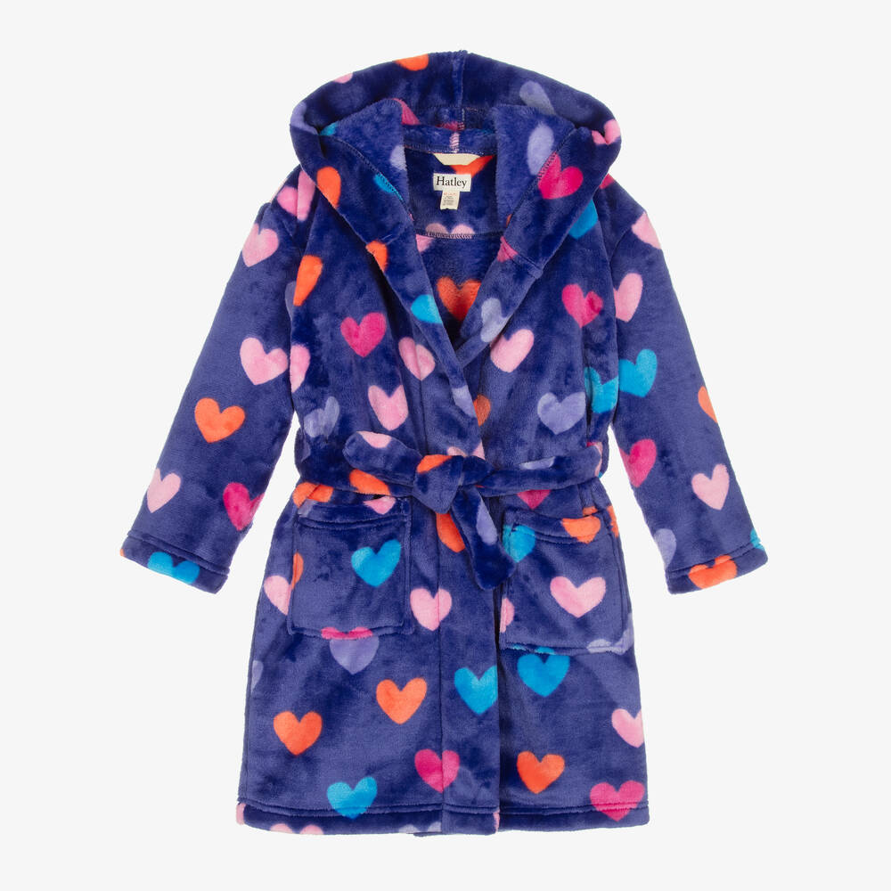 Hatley - Girls Blue Fleece Dressing Gown  | Childrensalon