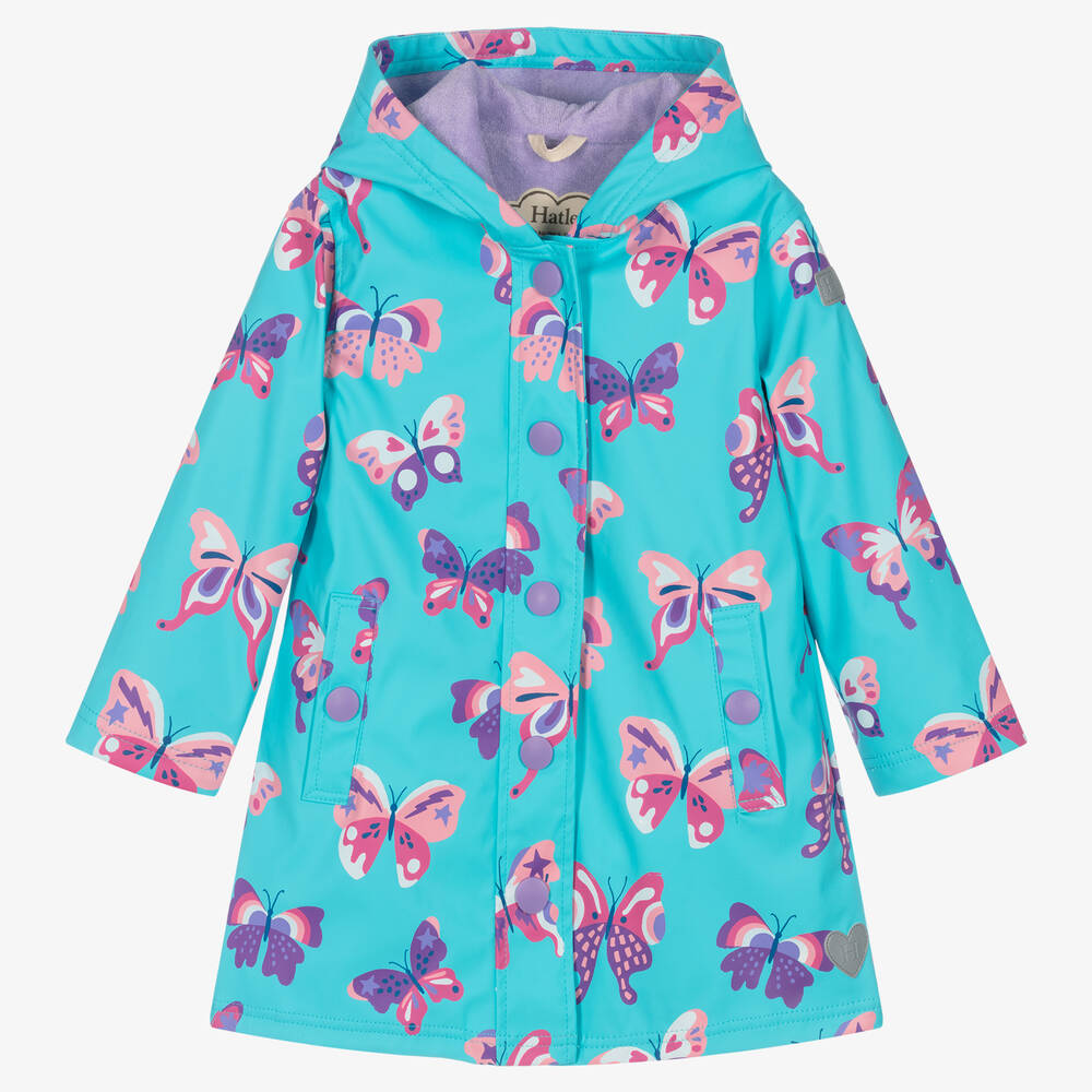 Hatley - Imperméable bleu et rose papillons | Childrensalon