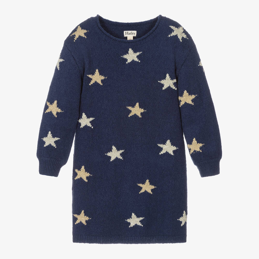 Hatley - Girls Blue Star Knit Dress | Childrensalon