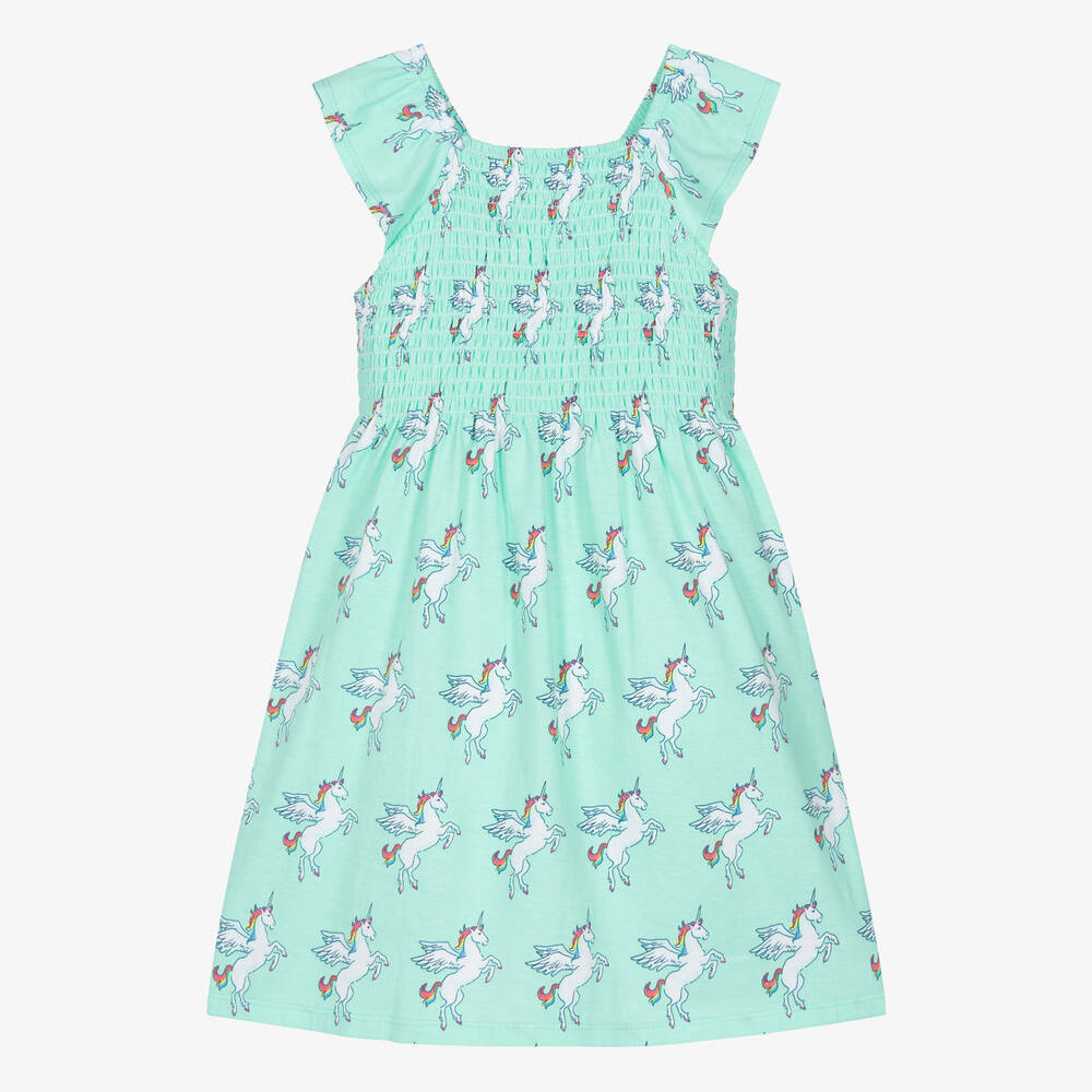 Hatley - Girls Mint Green Rainbow Pegasus Cotton Dress | Childrensalon