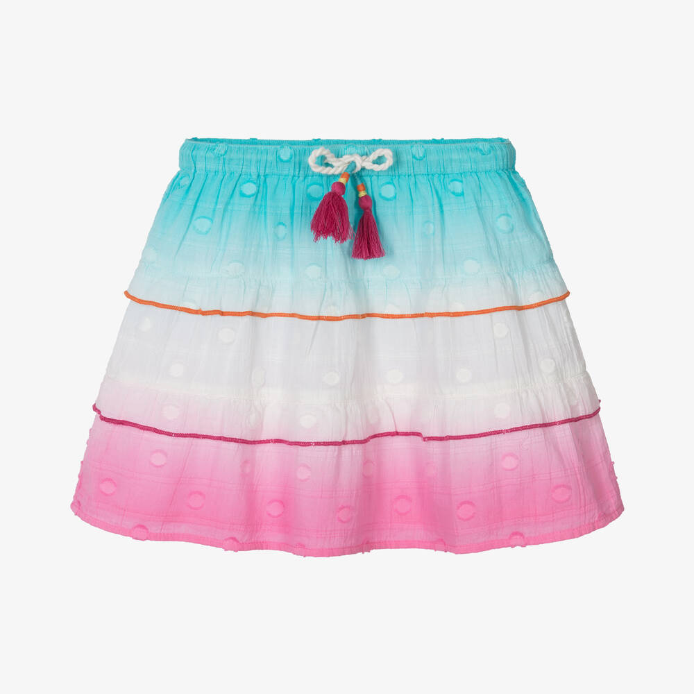 Hatley Kids' Girls Pink & Blue Tiered Cotton Skirt