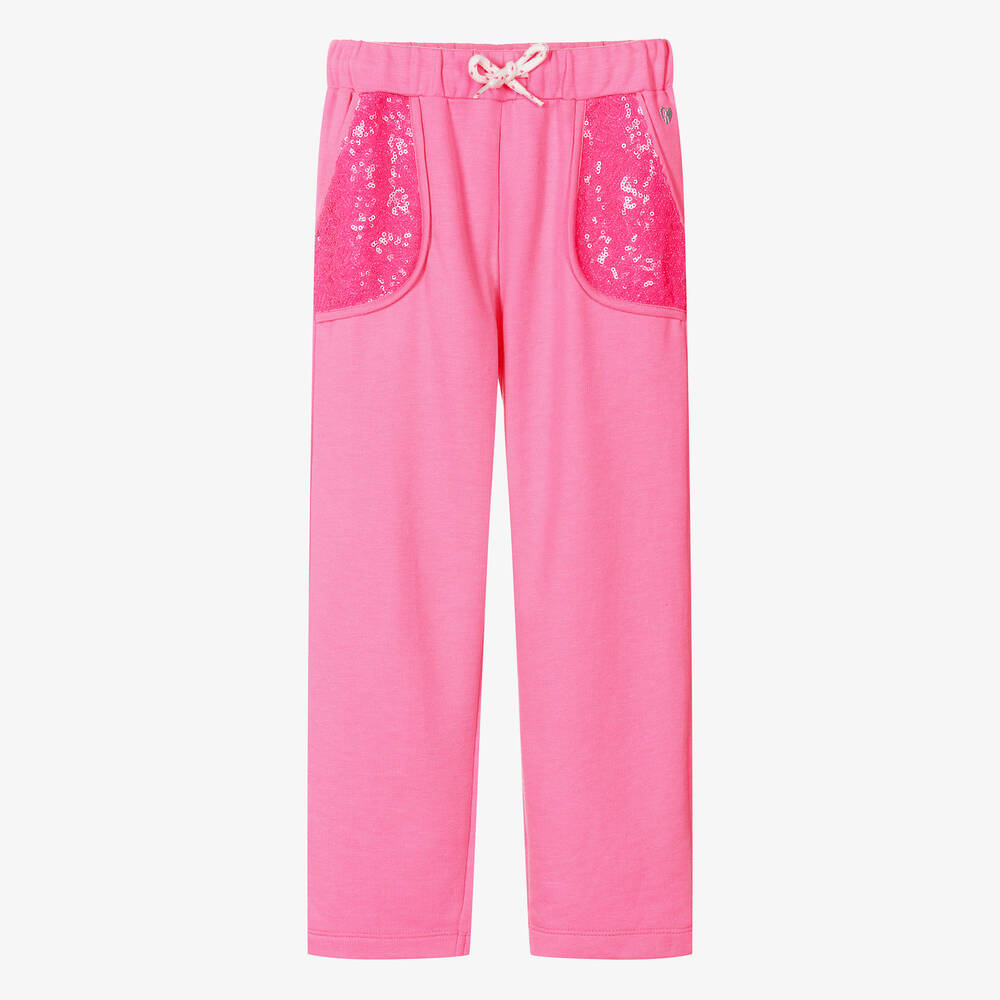 Hatley - Girls Pink Cotton Sequin Pocket Joggers | Childrensalon