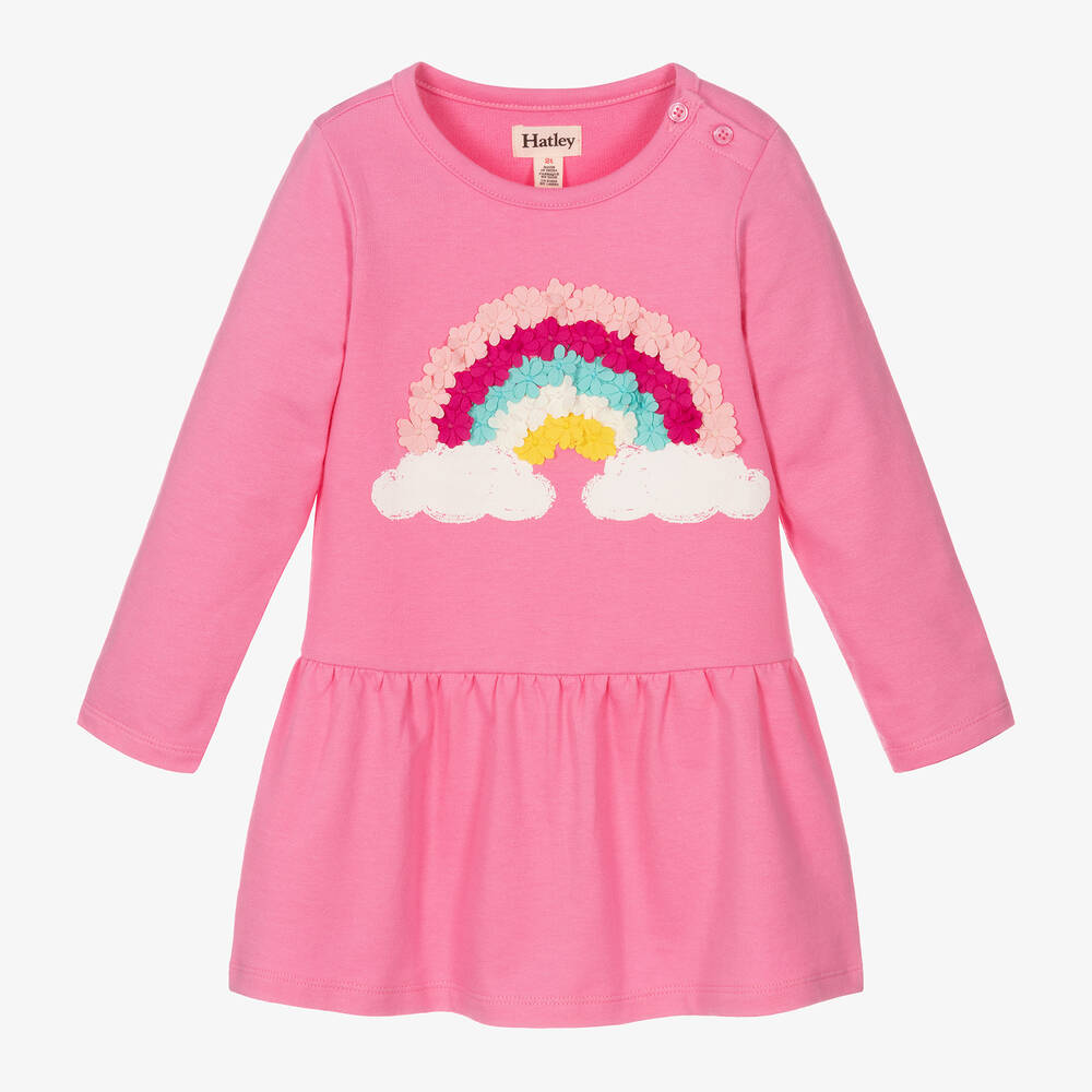 Hatley - Girls Pink Flower Rainbow Cotton Dress | Childrensalon
