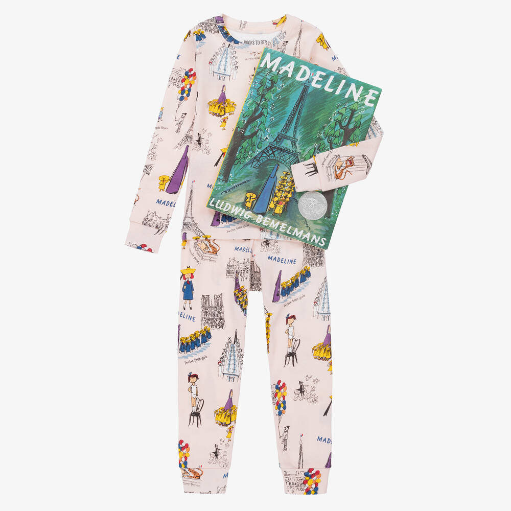 Hatley Books To Bed - Girls Pink Madeline Pyjamas & Book Gift Set | Childrensalon