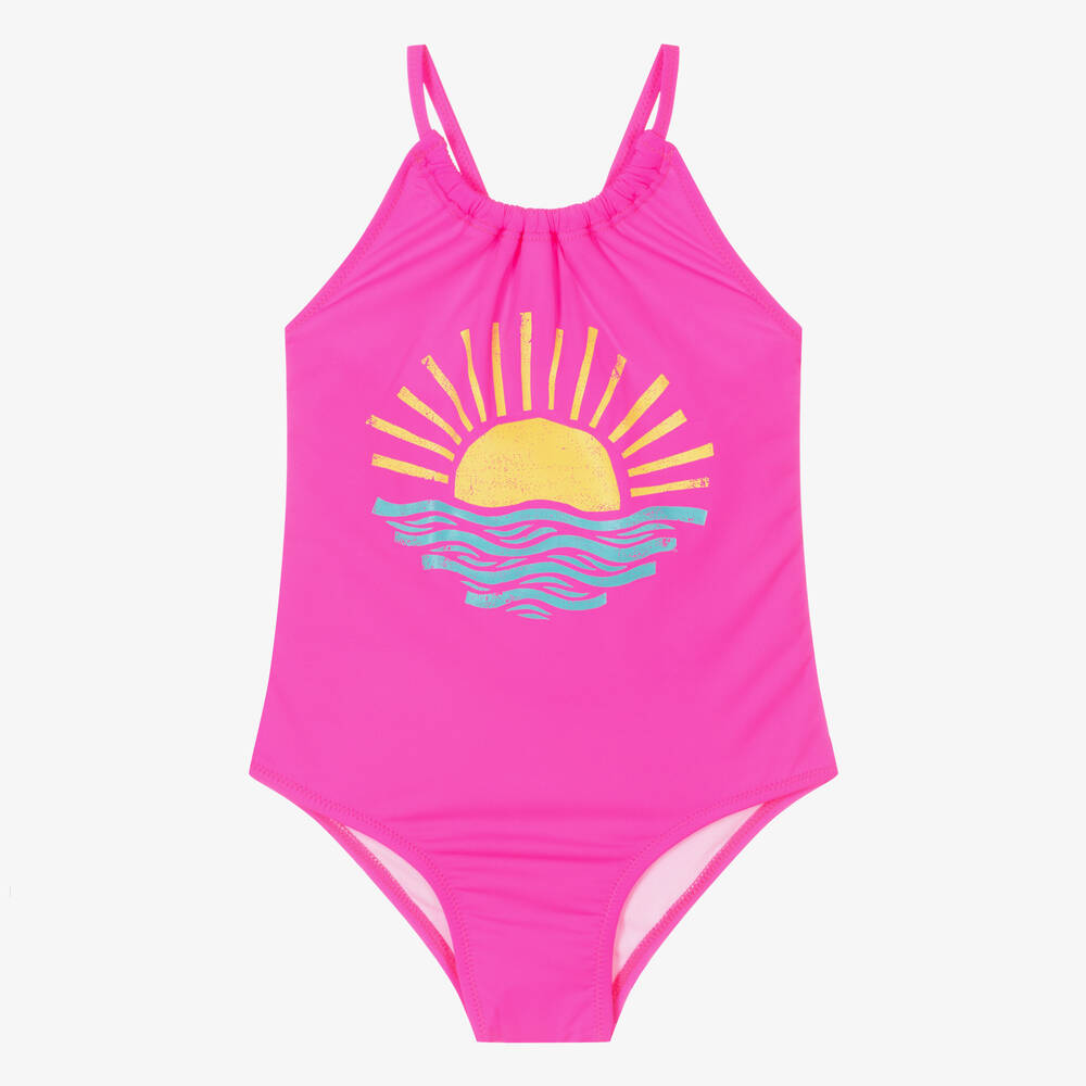 Hatley - Girls Pink Sunrise Swimsuit (UPF50+) | Childrensalon