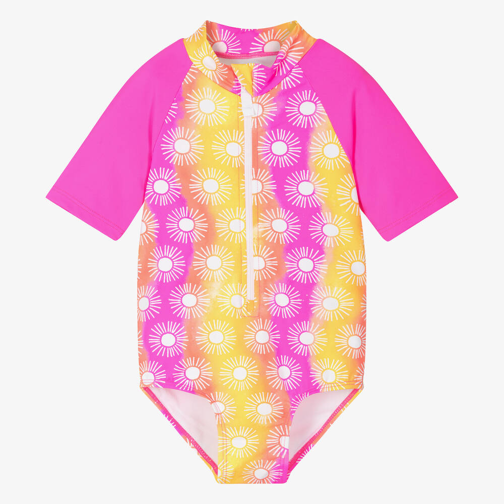 Hatley - Girls Pink Sunshine Swimsuit (UPF50+) | Childrensalon