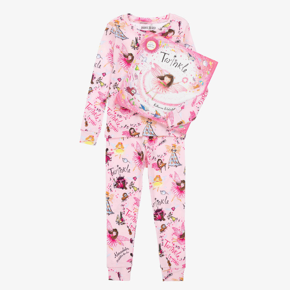 Hatley Books To Bed - Girls Pink Twinkle Pyjamas & Book Set | Childrensalon