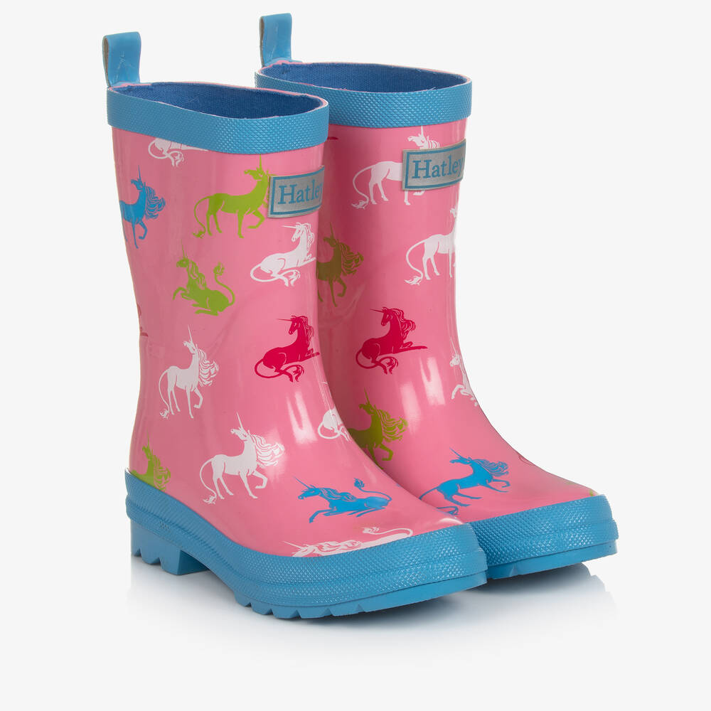 Hatley - Girls Pink Unicorn Print Rain Boots | Childrensalon