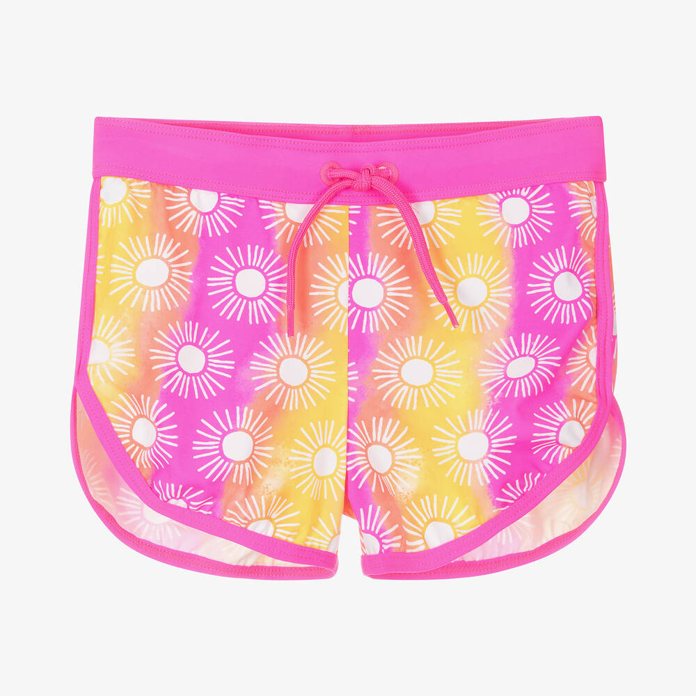 Hatley - Girls Pink & Yellow Sunshine Swim Shorts | Childrensalon