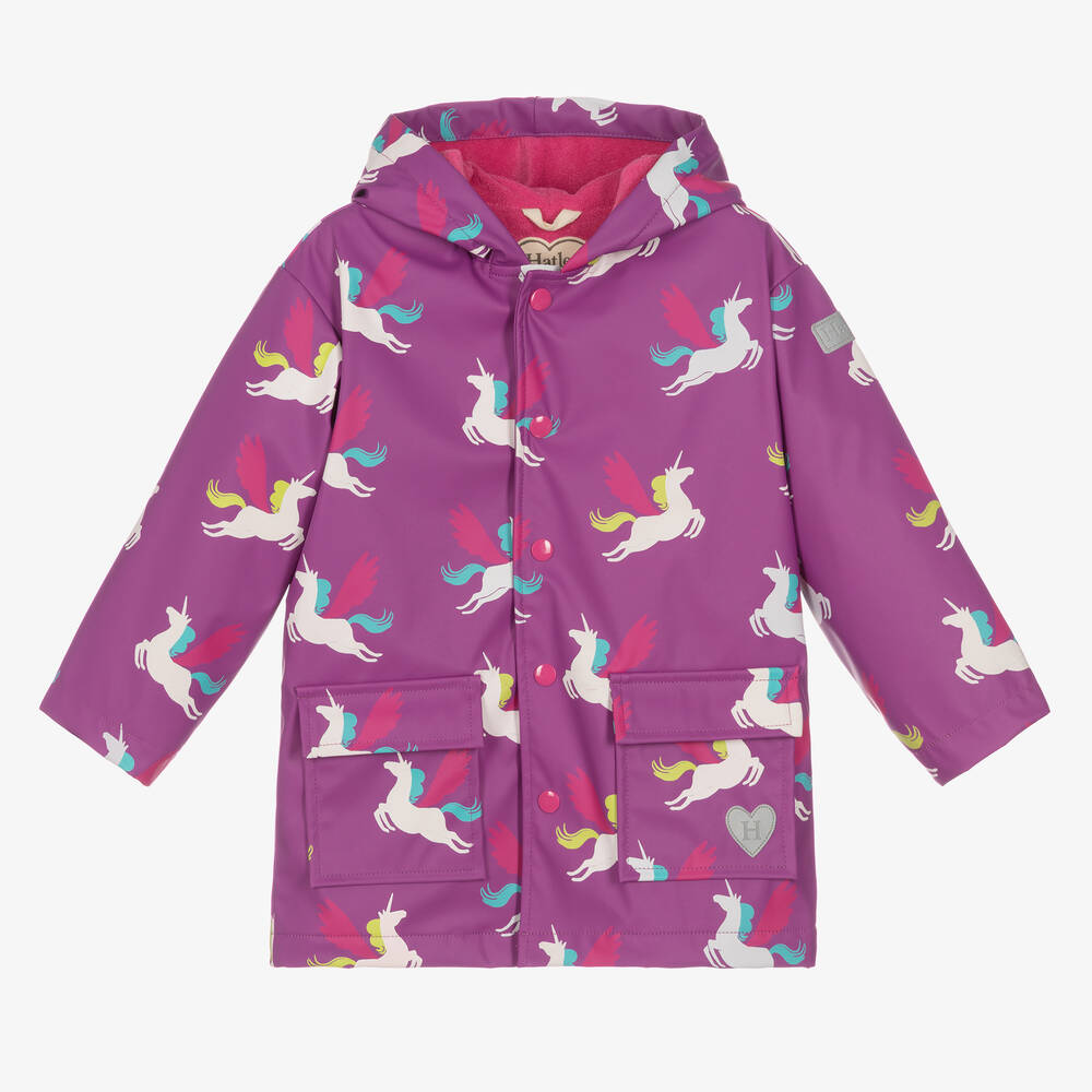 Hatley - Girls Purple Pretty Pegasus Raincoat | Childrensalon