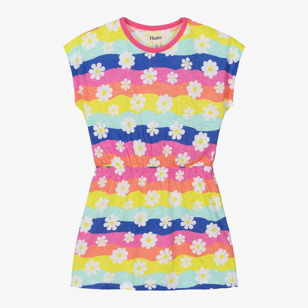 Hatley - Girls Rainbow Striped Flower Dress | Childrensalon