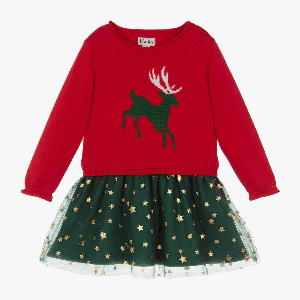 Hatley - Girls Red & Green Festive Dress | Childrensalon