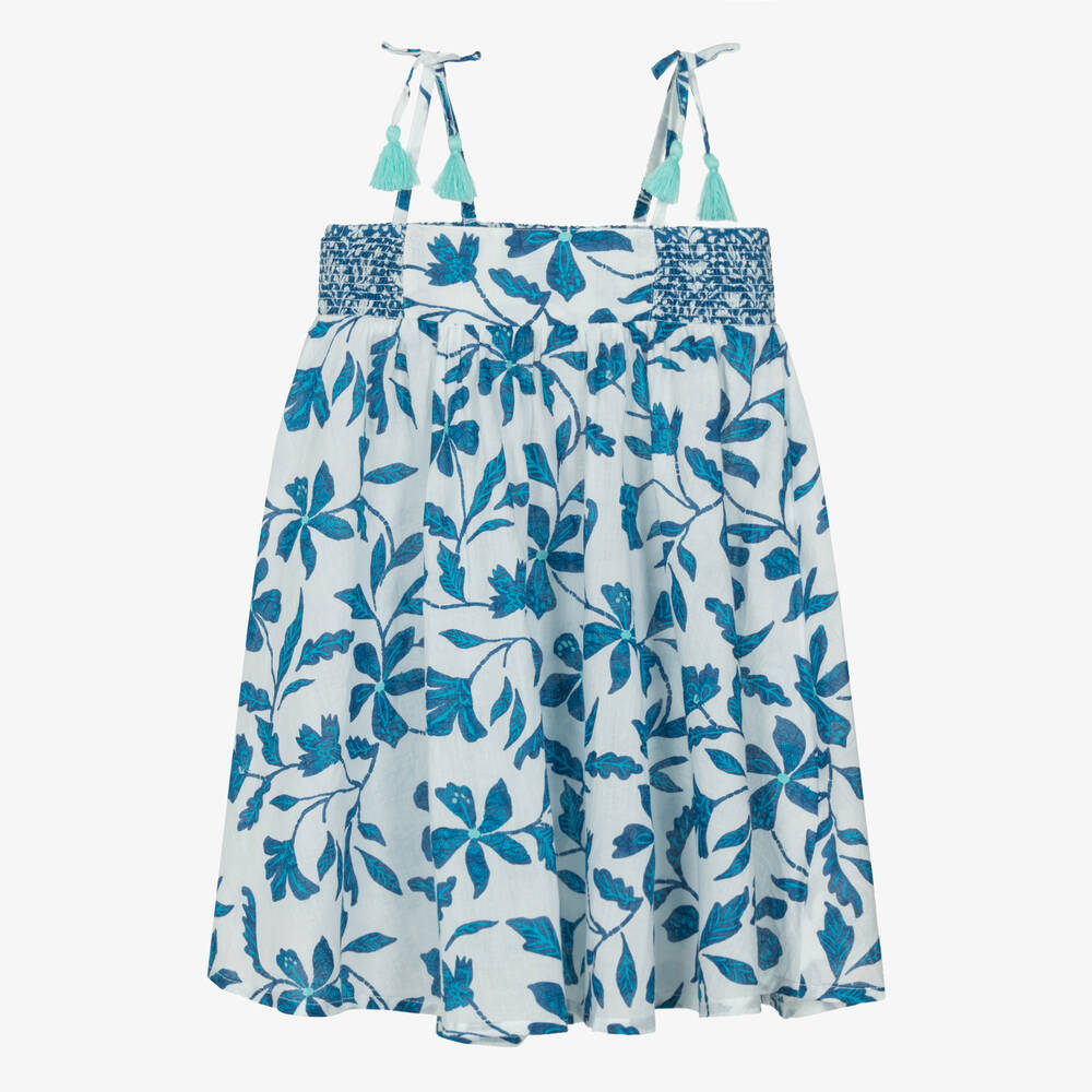 Hatley - Girls White & Blue Floral Beach Dress | Childrensalon