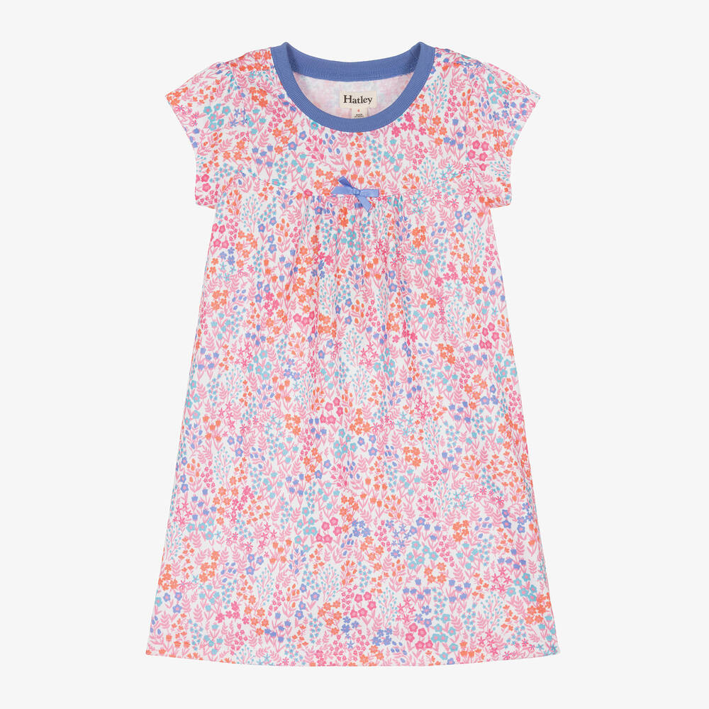 Hatley Babies' Girls White Floral Print Nightdress In Pink