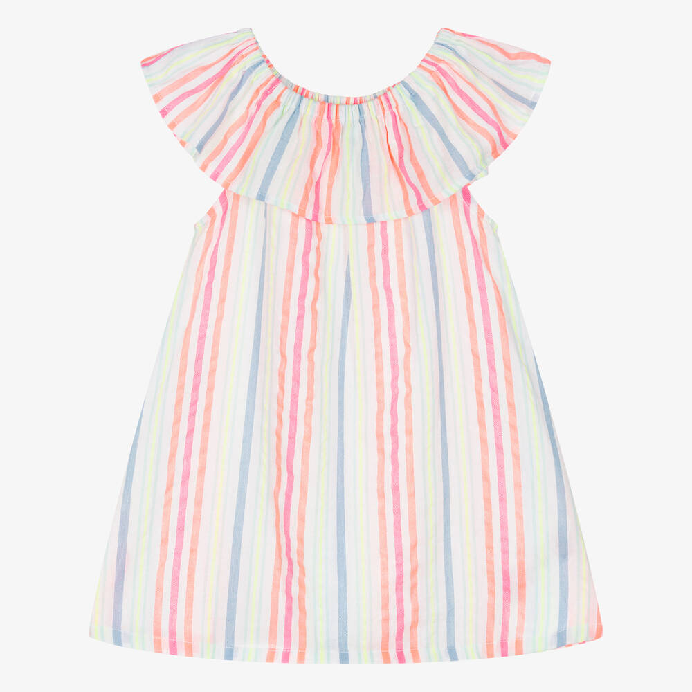 Hatley - Girls White & Neon Pink Cotton Dress | Childrensalon