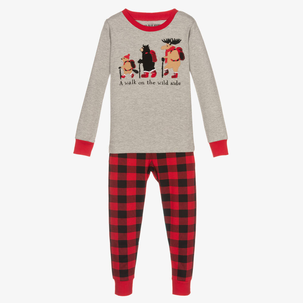 Little Blue House By Hatley Babies'  Boys Grey Red Check Long Pyjama