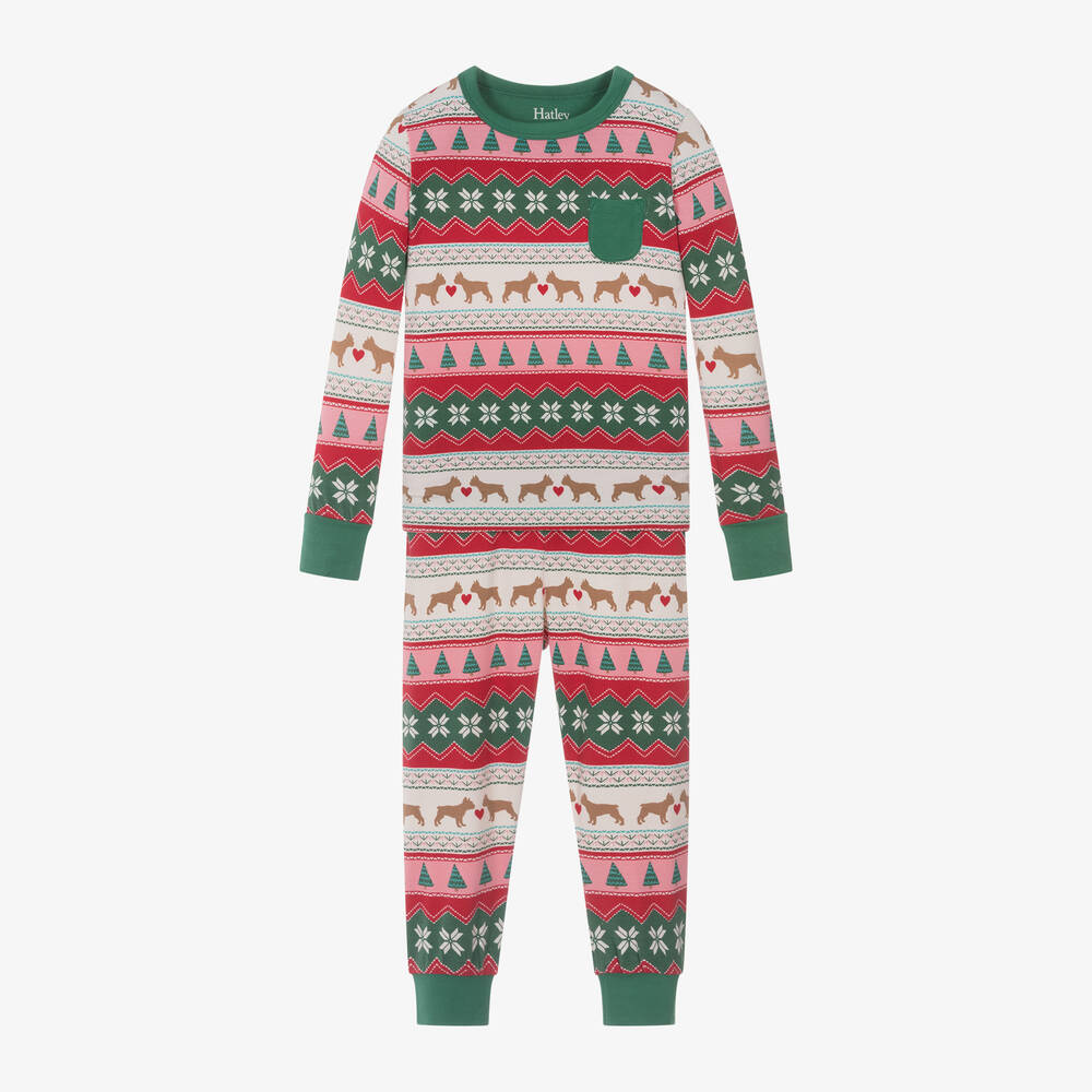 Hatley - Pink & Green Christmas Pyjamas | Childrensalon