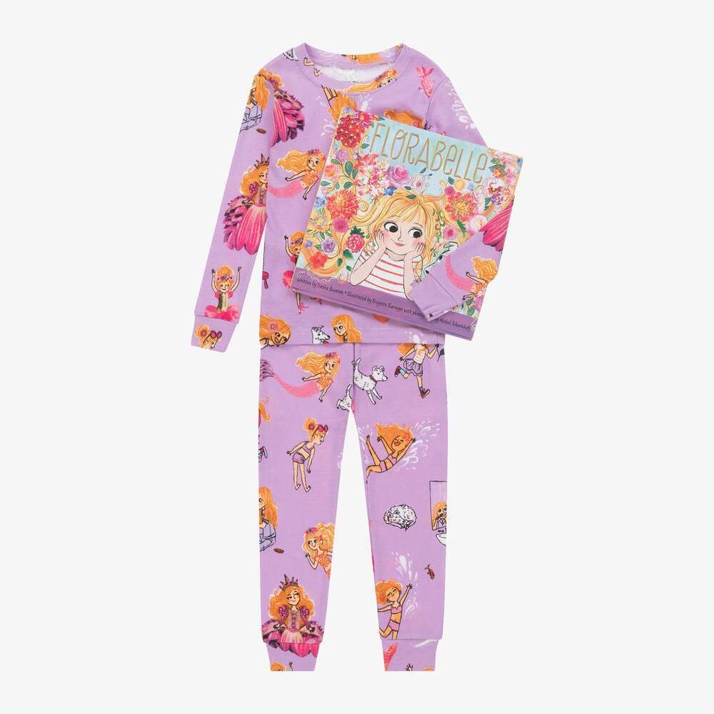 Hatley - Purple Florabelle Cotton Pyjamas & Book Set | Childrensalon