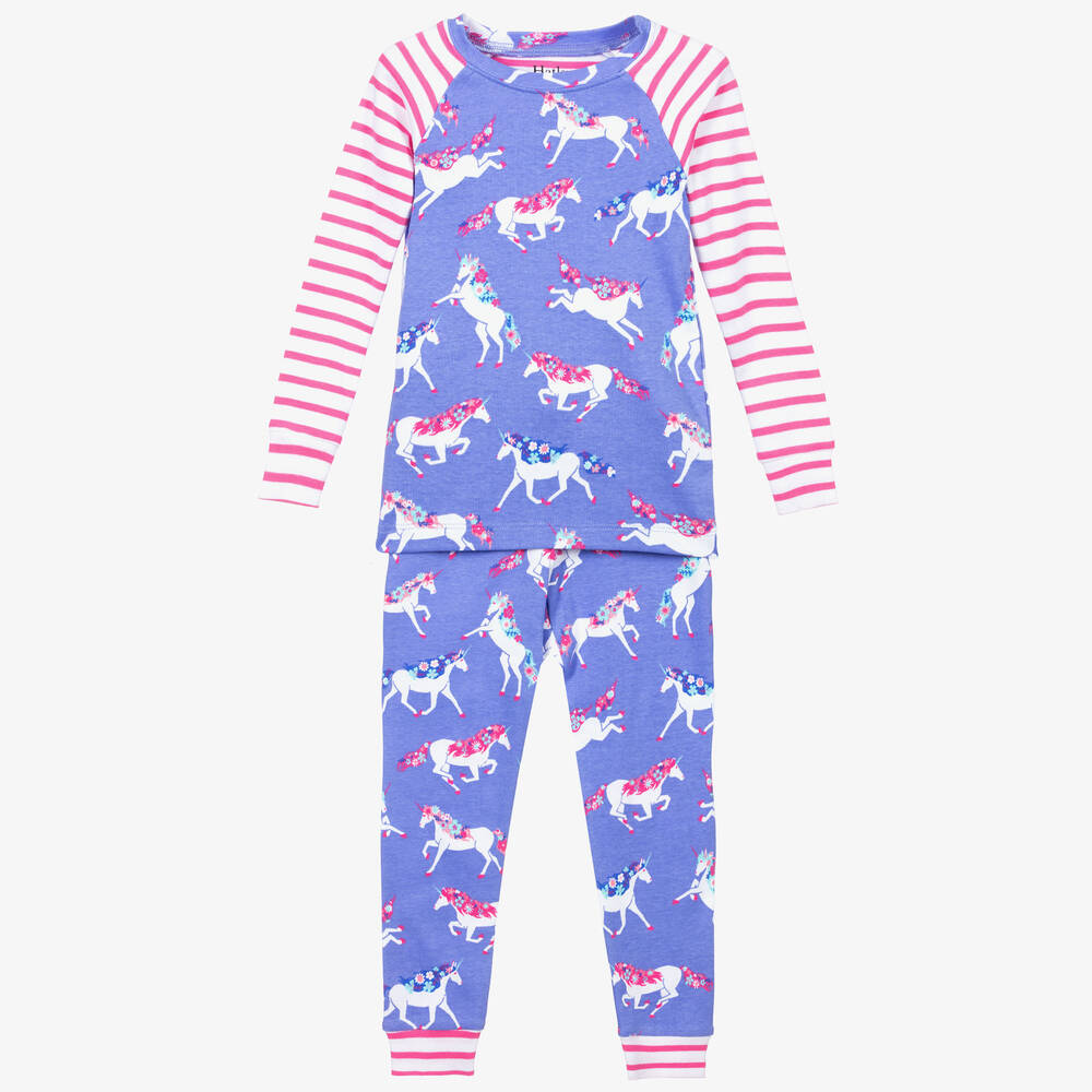 Hatley Babies' Girls Purple Organic Cotton Pyjamas In Blue
