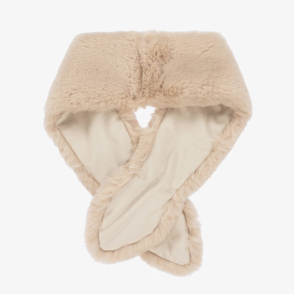 レディースY's Beige Gradient Faux fur scarf