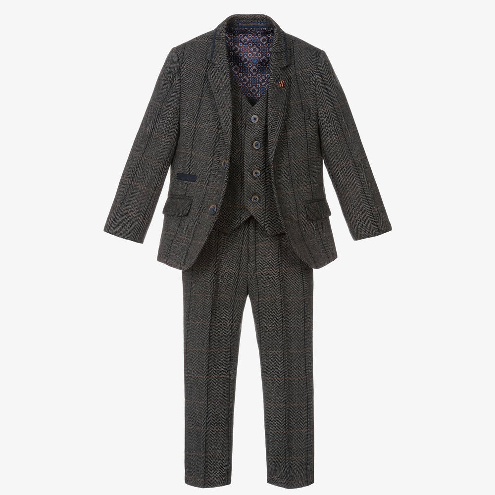 House of Cavani - Boys Grey Tweed Albert Suit | Childrensalon