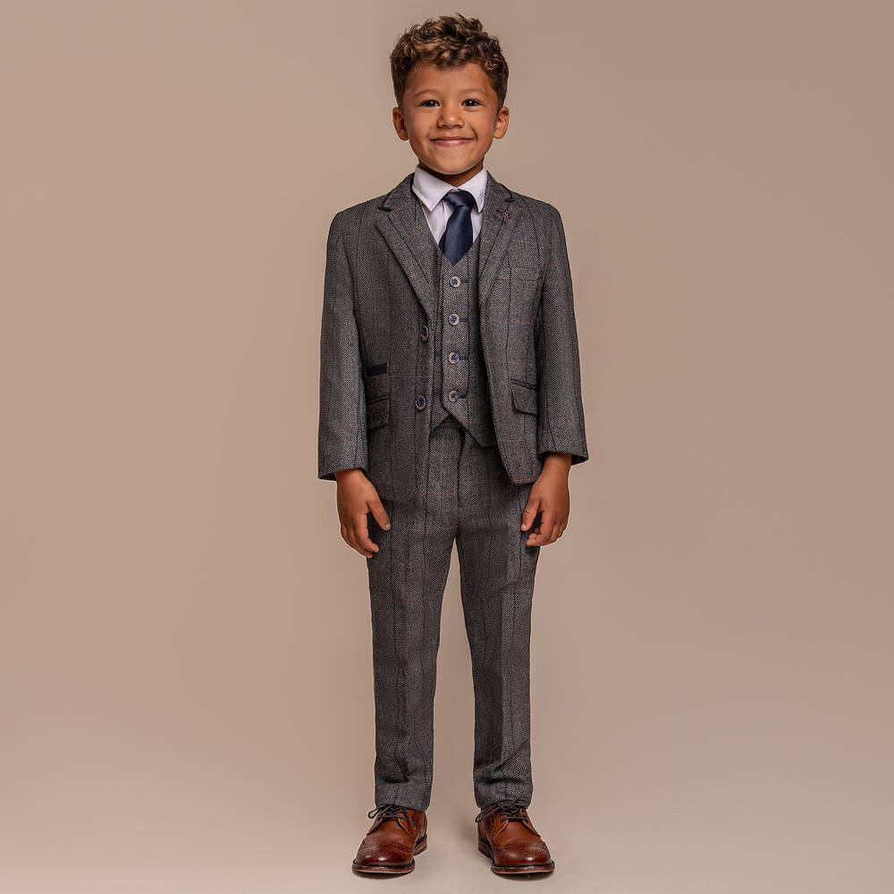 House of Cavani-Boys Grey Tweed Albert Suit | Childrensalon