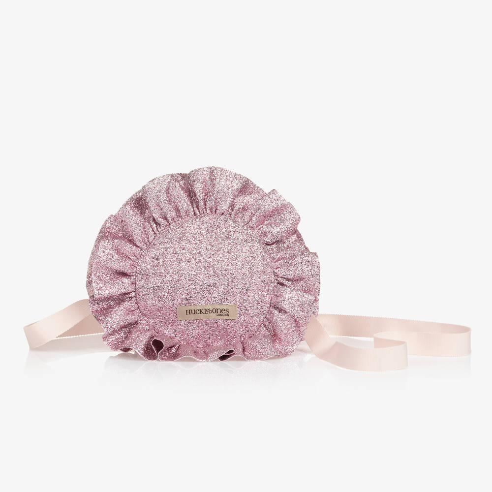 Hucklebones London - Girls Glittery Pink Ruffle Bag (12cm) | Childrensalon