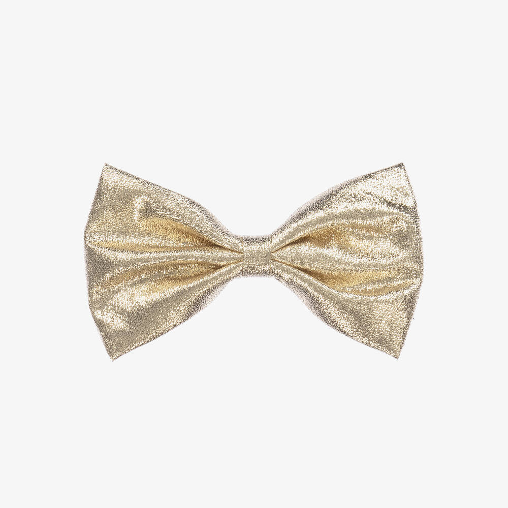Hucklebones London - Girls Gold Bow Hair Clip (12cm) | Childrensalon