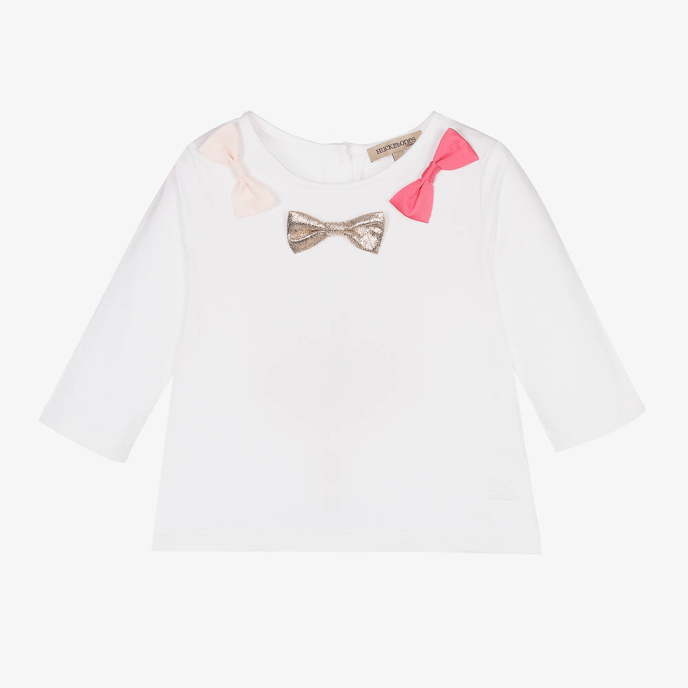Hucklebones London - Camiseta color marfil de punto para niña | Childrensalon