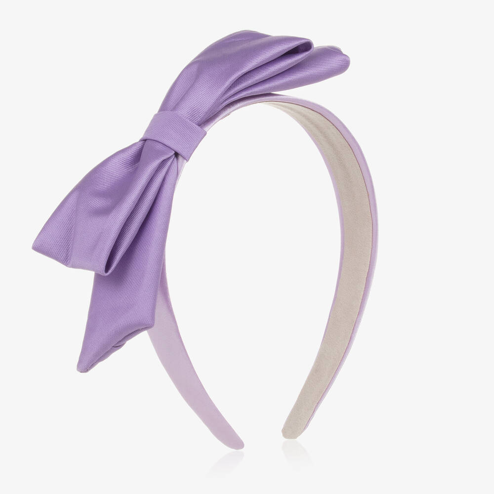 Hucklebones London - Girls Lilac Purple Bow Hairband | Childrensalon