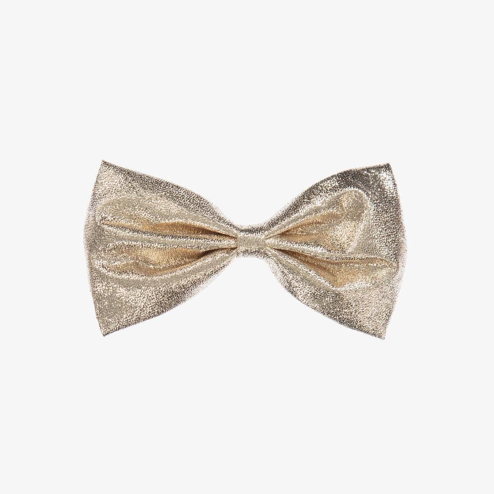 Hucklebones London - Girls Metallic Gold Bow Hair Clip (12cm) | Childrensalon